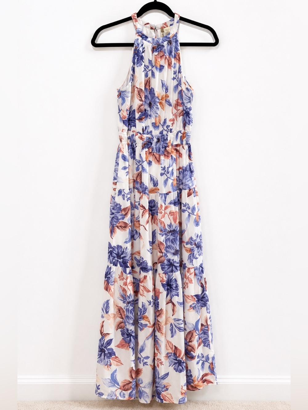 Floral Halter Tiered Maxi Dress Size Small